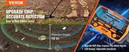 Metal Detector 10Inch Waterproof Search Coil with LCD Display 7 Modes Adjustable 41''-52''