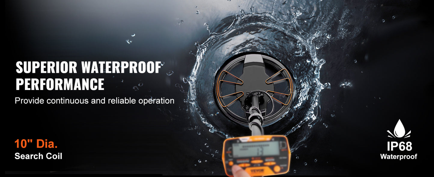 Metal Detector 10Inch Waterproof Search Coil with LCD Display 7 Modes Adjustable 41''-52''
