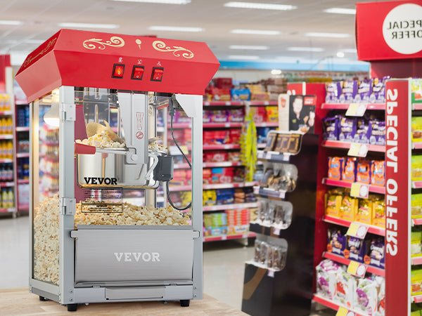 Electric Popcorn Maker Commercial Popper Machine  Automatic  8/12Oz Corn Cookware with Scoop