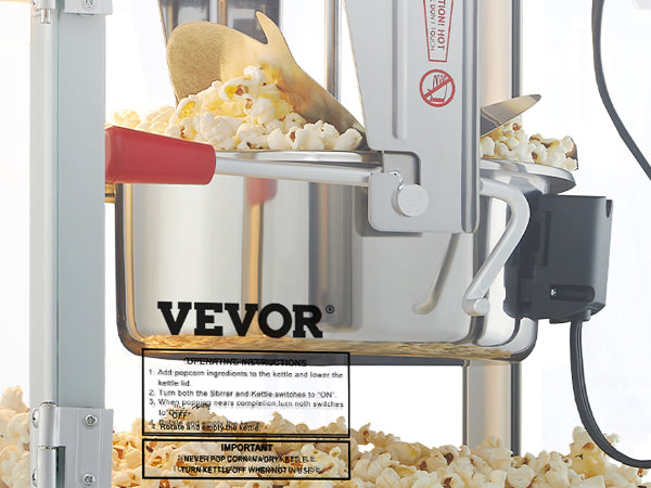 Electric Popcorn Maker Commercial Popper Machine  Automatic  8/12Oz Corn Cookware with Scoop