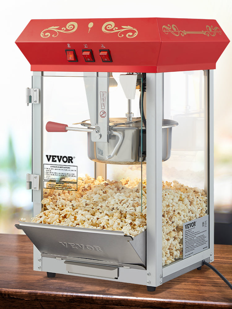 Electric Popcorn Maker Commercial Popper Machine  Automatic  8/12Oz Corn Cookware with Scoop