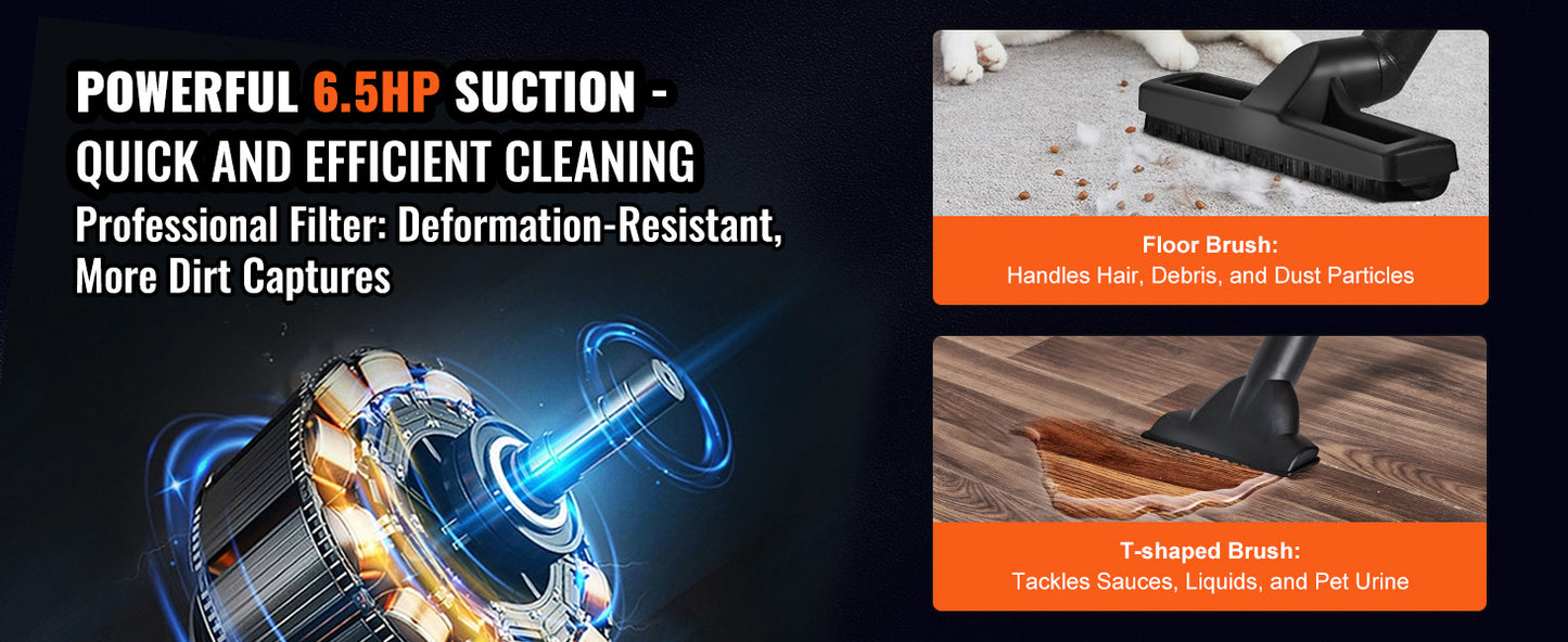 SucceBuy Stainless Steel Wet Dry Shop Vacuum Wet  Dry Vac Powerful Suction  Small Shop Vac Perfect for Carpet Debris  Pet  Hair