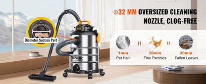 SucceBuy Stainless Steel Wet Dry Shop Vacuum Wet  Dry Vac Powerful Suction  Small Shop Vac Perfect for Carpet Debris  Pet  Hair