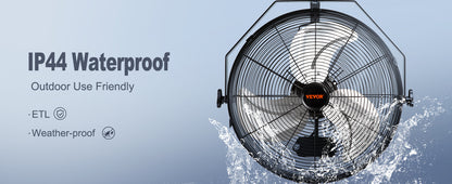Wall Mount Fan High Velocity Waterproof for Warehouse Greenhouse Patio