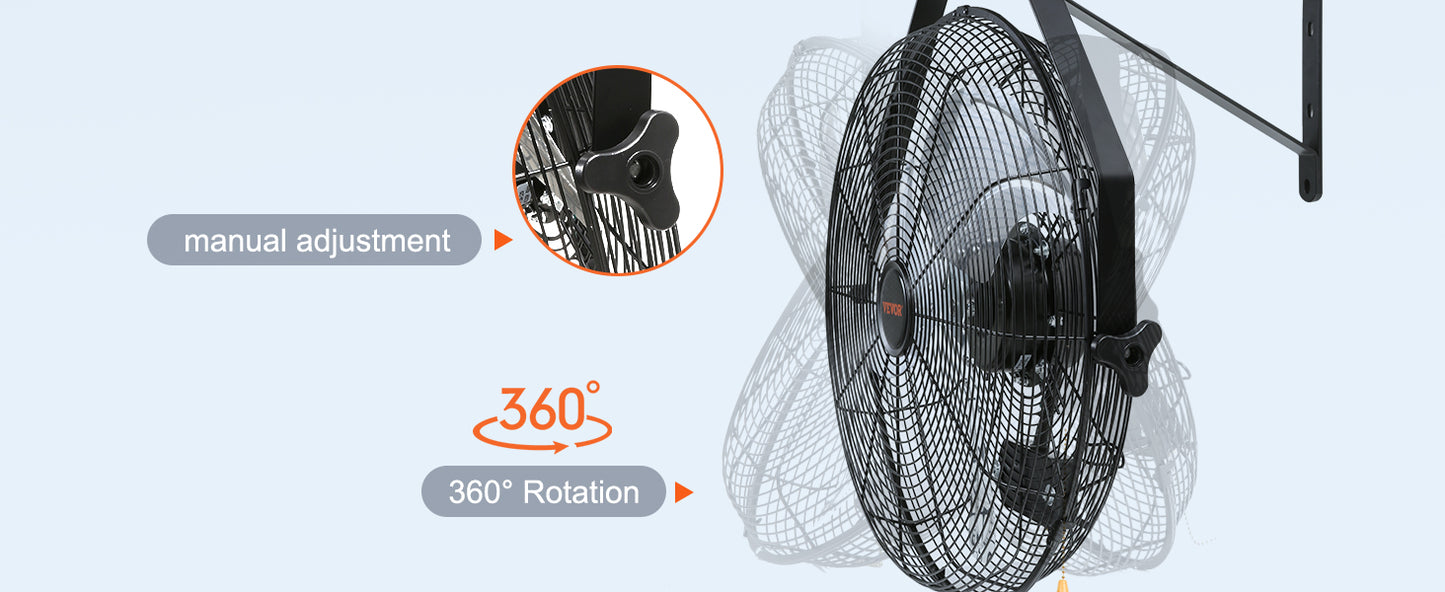 Wall Mount Fan High Velocity Waterproof for Warehouse Greenhouse Patio
